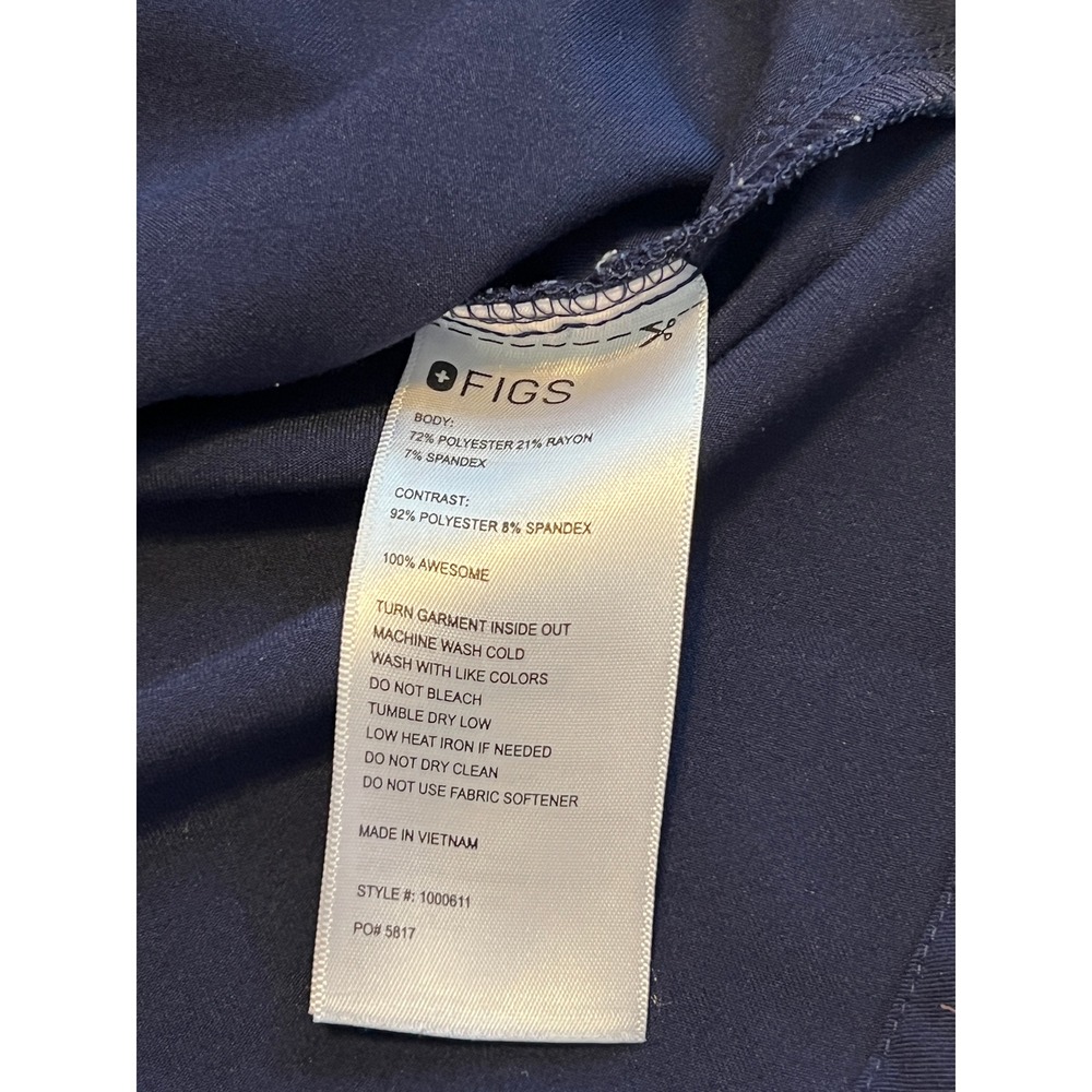 FIGS Technical Collection Women's Mandarin Collar Scrub Top Navy Blue Size S - Picture 4 of 6